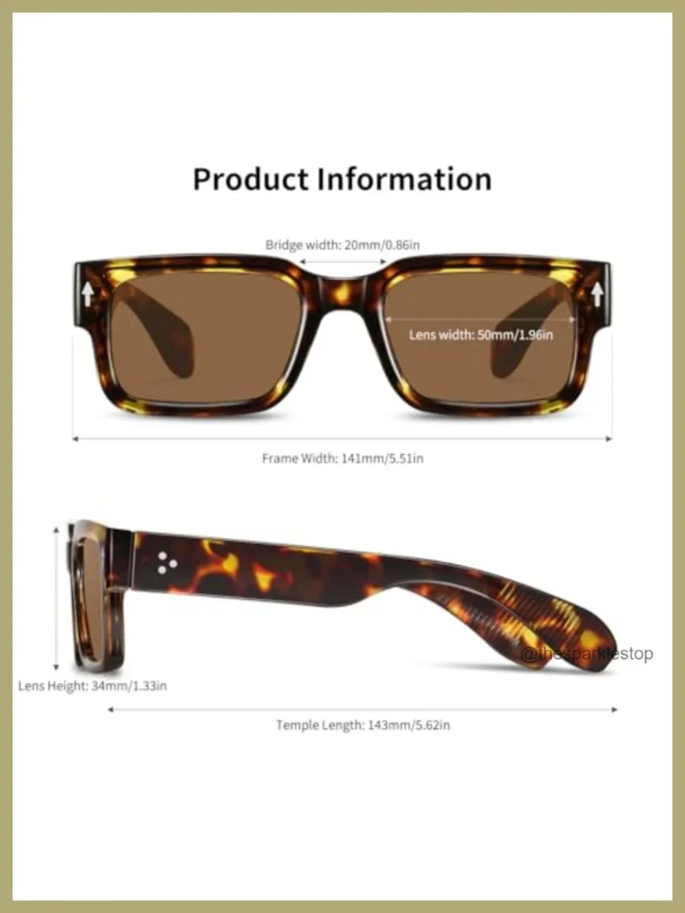 Chunky Square Frame Sunglasses UV400 Protection for Women Men Acetate